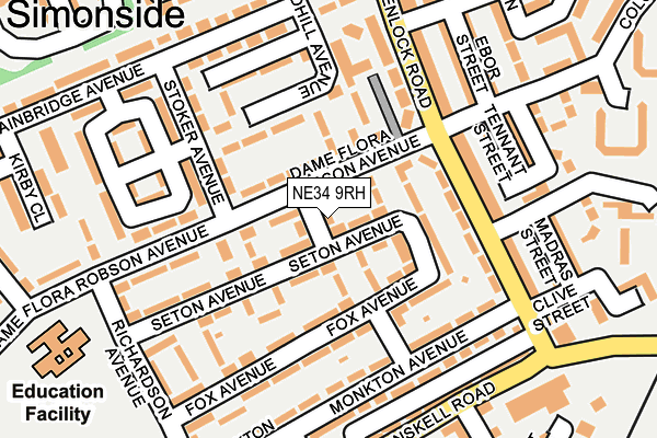 NE34 9RH map - OS OpenMap – Local (Ordnance Survey)