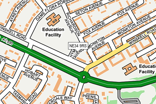 NE34 9RS map - OS OpenMap – Local (Ordnance Survey)