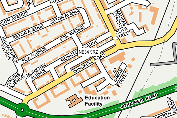 NE34 9RZ map - OS OpenMap – Local (Ordnance Survey)