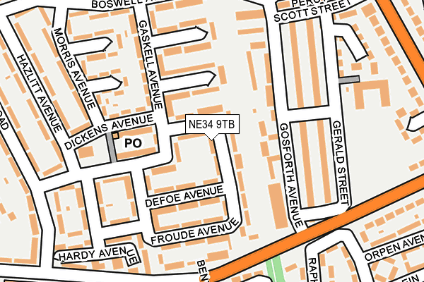 NE34 9TB map - OS OpenMap – Local (Ordnance Survey)