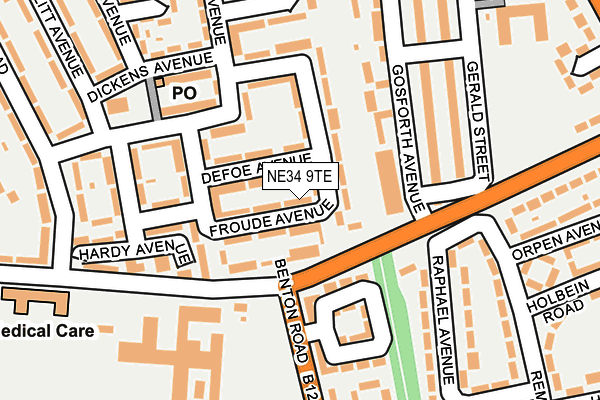 NE34 9TE map - OS OpenMap – Local (Ordnance Survey)