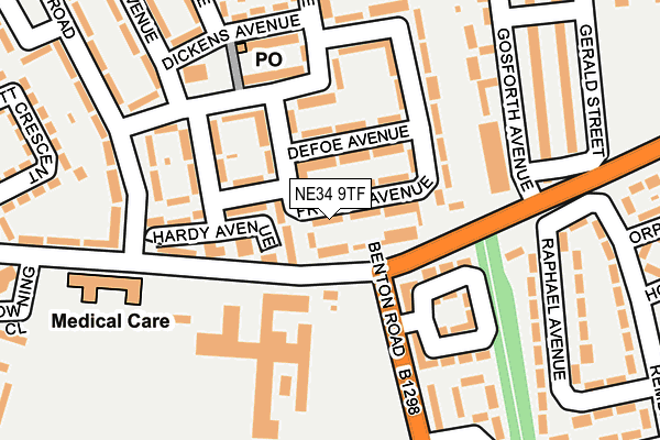 NE34 9TF map - OS OpenMap – Local (Ordnance Survey)