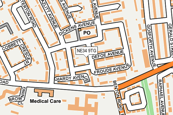 NE34 9TG map - OS OpenMap – Local (Ordnance Survey)