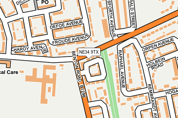 NE34 9TX map - OS OpenMap – Local (Ordnance Survey)