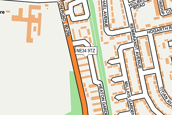 NE34 9TZ map - OS OpenMap – Local (Ordnance Survey)