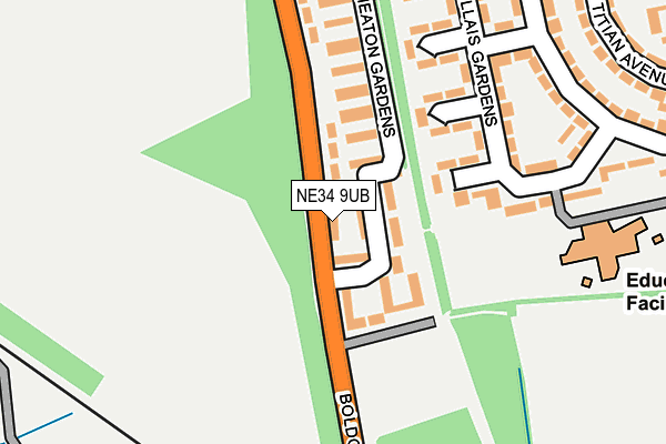 NE34 9UB map - OS OpenMap – Local (Ordnance Survey)