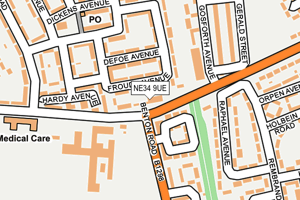 NE34 9UE map - OS OpenMap – Local (Ordnance Survey)