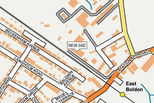 NE36 0AD map - OS OpenMap – Local (Ordnance Survey)