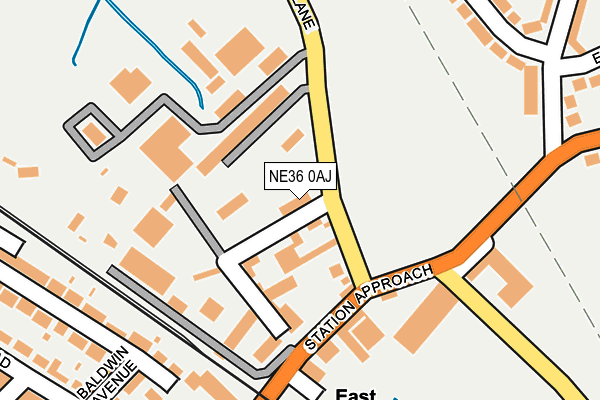 NE36 0AJ map - OS OpenMap – Local (Ordnance Survey)