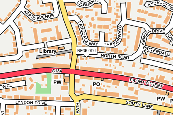 NE36 0DJ map - OS OpenMap – Local (Ordnance Survey)