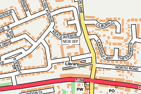 NE36 0EP map - OS OpenMap – Local (Ordnance Survey)