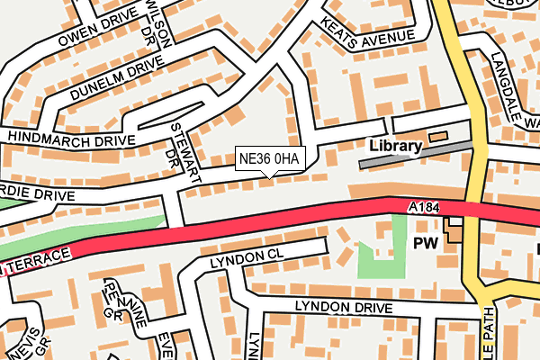 NE36 0HA map - OS OpenMap – Local (Ordnance Survey)