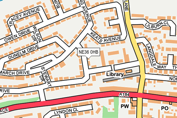 NE36 0HB map - OS OpenMap – Local (Ordnance Survey)