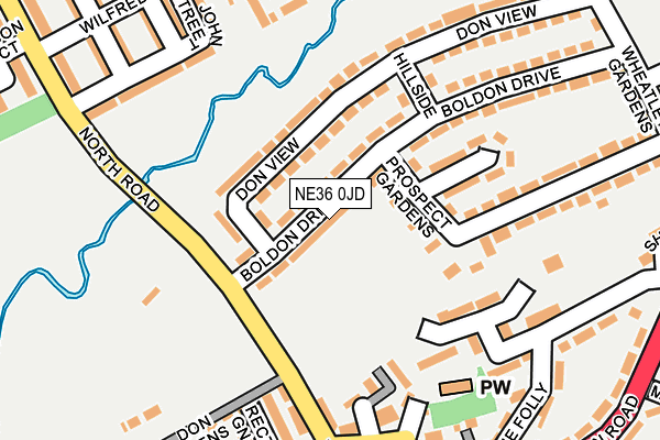 NE36 0JD map - OS OpenMap – Local (Ordnance Survey)