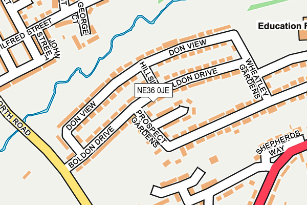 NE36 0JE map - OS OpenMap – Local (Ordnance Survey)