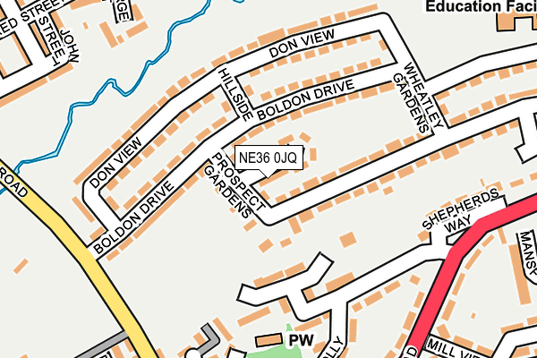 NE36 0JQ map - OS OpenMap – Local (Ordnance Survey)