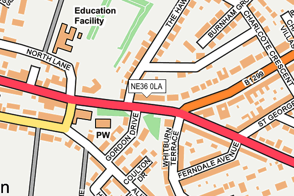 NE36 0LA map - OS OpenMap – Local (Ordnance Survey)