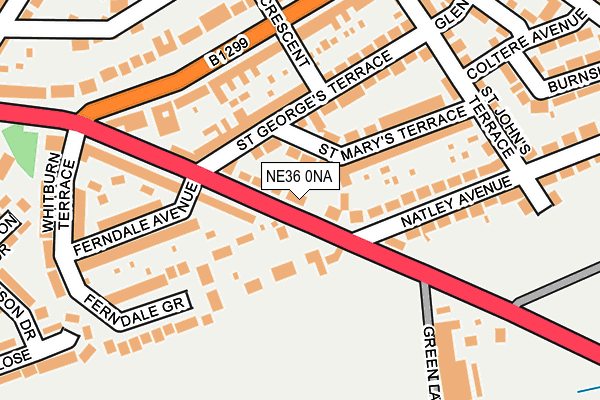 NE36 0NA map - OS OpenMap – Local (Ordnance Survey)