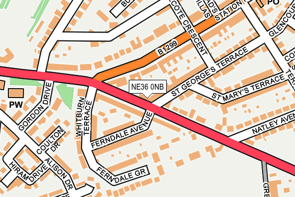 NE36 0NB map - OS OpenMap – Local (Ordnance Survey)