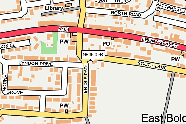 NE36 0PB map - OS OpenMap – Local (Ordnance Survey)