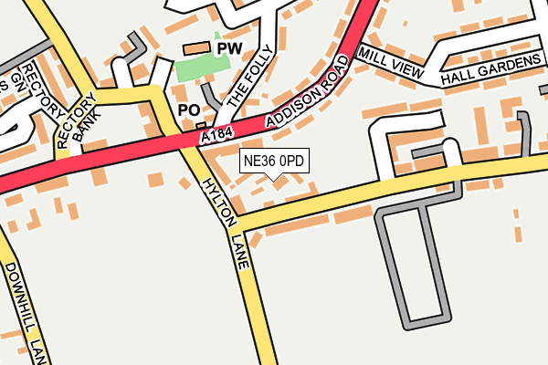 NE36 0PD map - OS OpenMap – Local (Ordnance Survey)