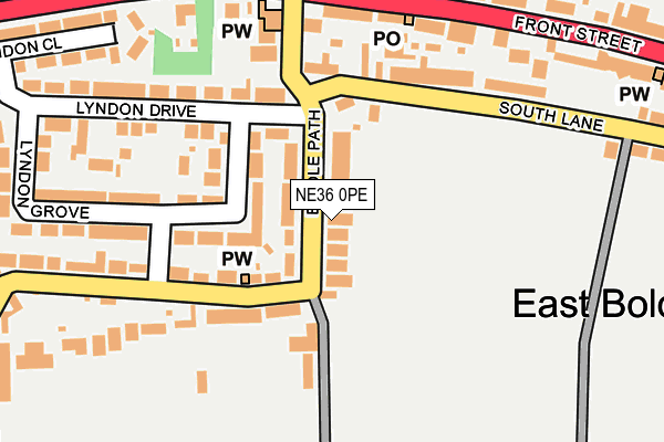 NE36 0PE map - OS OpenMap – Local (Ordnance Survey)