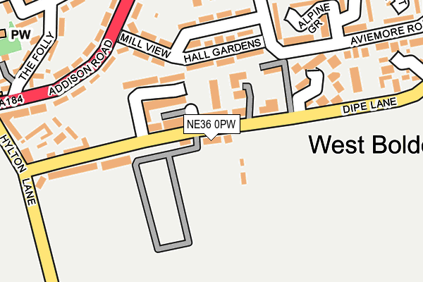 NE36 0PW map - OS OpenMap – Local (Ordnance Survey)