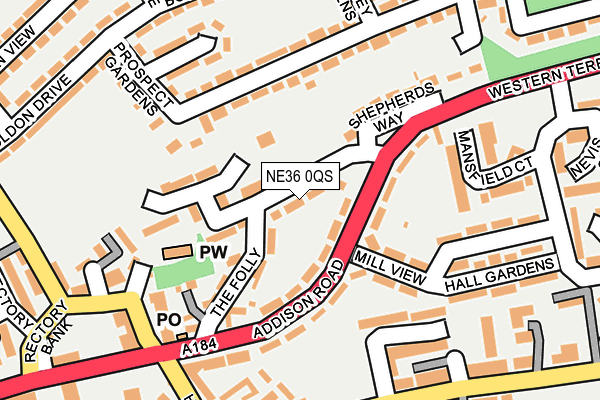 NE36 0QS map - OS OpenMap – Local (Ordnance Survey)
