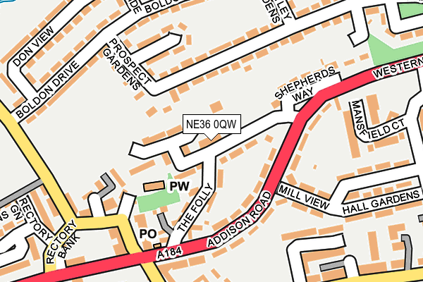 NE36 0QW map - OS OpenMap – Local (Ordnance Survey)