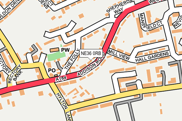 NE36 0RB map - OS OpenMap – Local (Ordnance Survey)