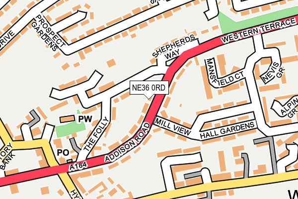 NE36 0RD map - OS OpenMap – Local (Ordnance Survey)
