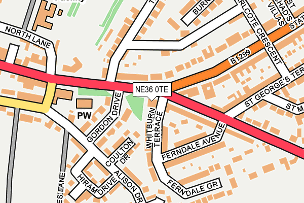 NE36 0TE map - OS OpenMap – Local (Ordnance Survey)