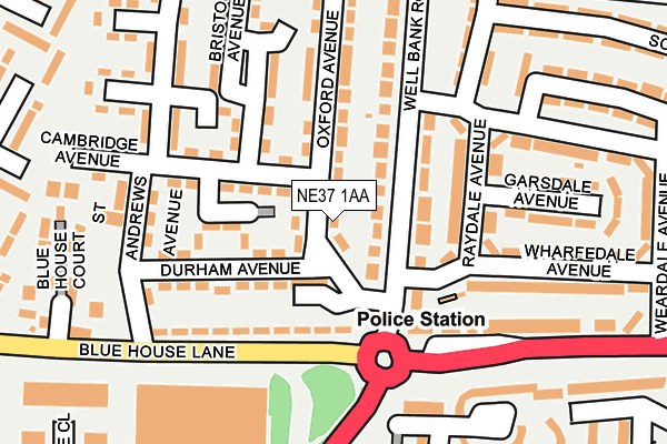 NE37 1AA map - OS OpenMap – Local (Ordnance Survey)