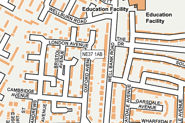 NE37 1AB map - OS OpenMap – Local (Ordnance Survey)