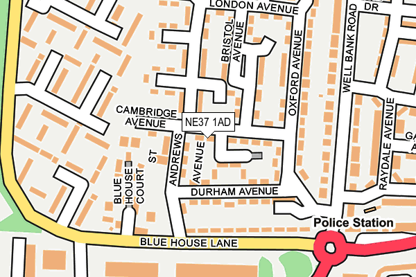 NE37 1AD map - OS OpenMap – Local (Ordnance Survey)