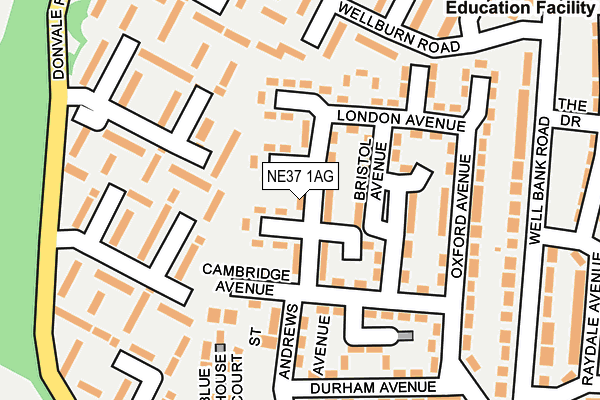 NE37 1AG map - OS OpenMap – Local (Ordnance Survey)