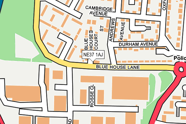 NE37 1AJ map - OS OpenMap – Local (Ordnance Survey)