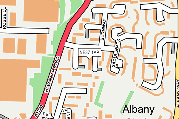 NE37 1AP map - OS OpenMap – Local (Ordnance Survey)