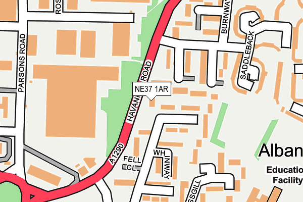 NE37 1AR map - OS OpenMap – Local (Ordnance Survey)
