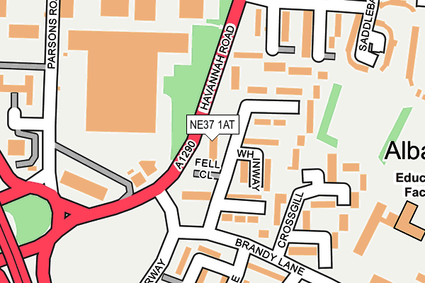 NE37 1AT map - OS OpenMap – Local (Ordnance Survey)