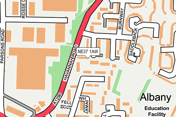 NE37 1AW map - OS OpenMap – Local (Ordnance Survey)
