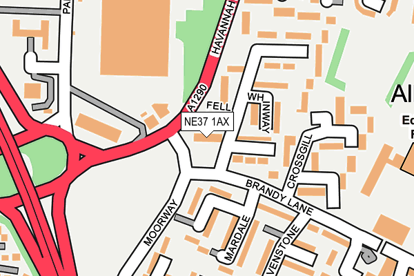 NE37 1AX map - OS OpenMap – Local (Ordnance Survey)