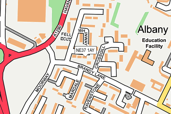 NE37 1AY map - OS OpenMap – Local (Ordnance Survey)