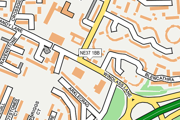 NE37 1BB map - OS OpenMap – Local (Ordnance Survey)