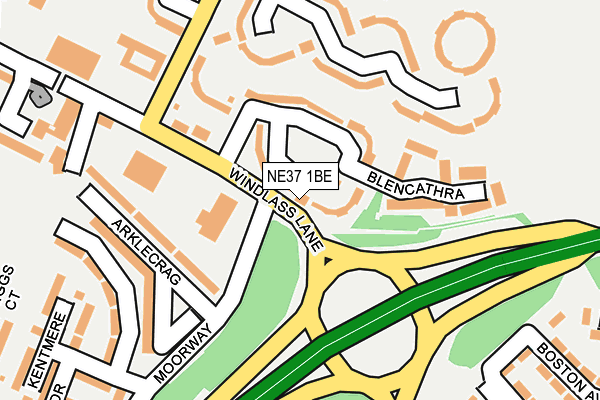 NE37 1BE map - OS OpenMap – Local (Ordnance Survey)