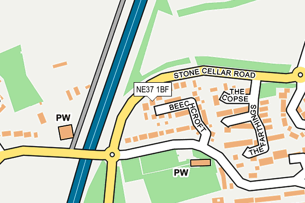 NE37 1BF map - OS OpenMap – Local (Ordnance Survey)
