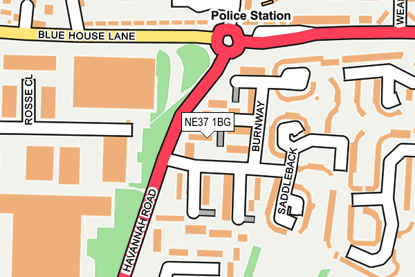 NE37 1BG map - OS OpenMap – Local (Ordnance Survey)