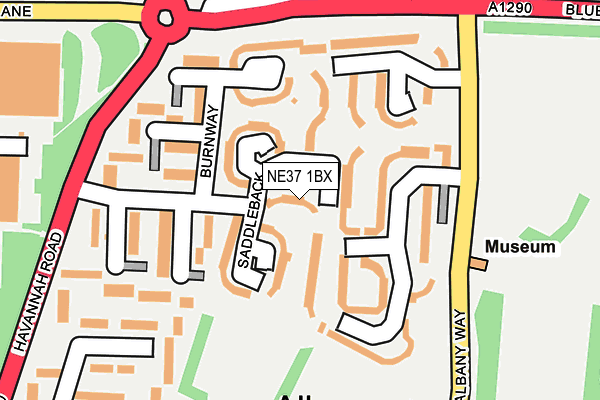 NE37 1BX map - OS OpenMap – Local (Ordnance Survey)