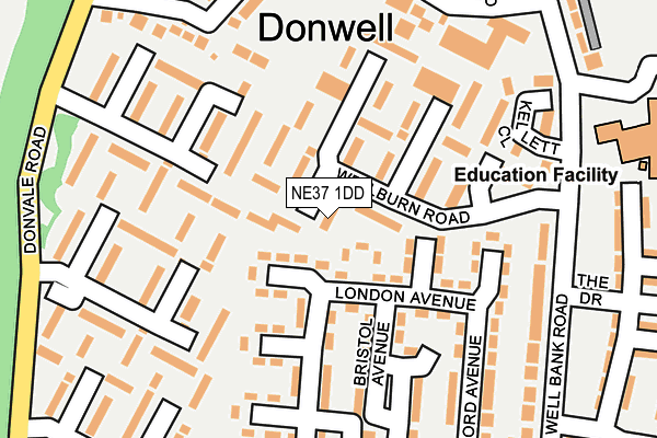 NE37 1DD map - OS OpenMap – Local (Ordnance Survey)