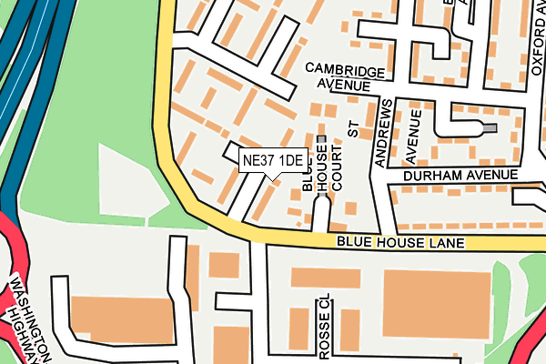 NE37 1DE map - OS OpenMap – Local (Ordnance Survey)